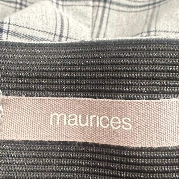 Maurices Plaid Pullover Pants Elastic Waist Gray Black 5 Reg Dressy Work Preppy - Picture 3 of 11